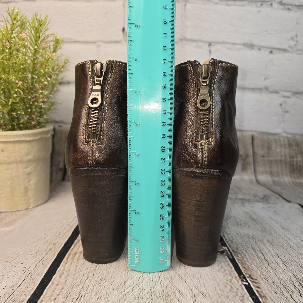 BED STU ONSET BROWN PEEP TOES DRESS BOOTS BOOTIES BOHO STACKED HEEL SIZE 7 - Picture 5 of 13